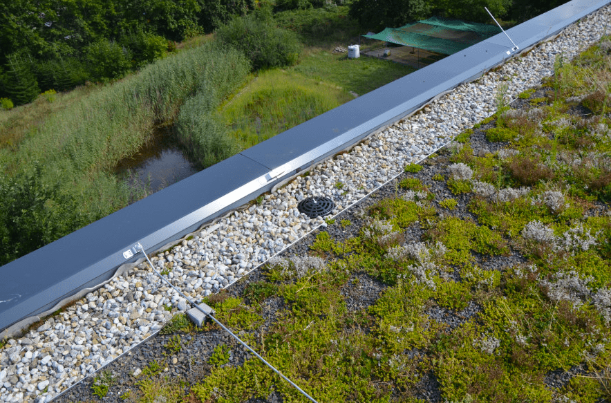 Retentionsgründach mit Drossel.