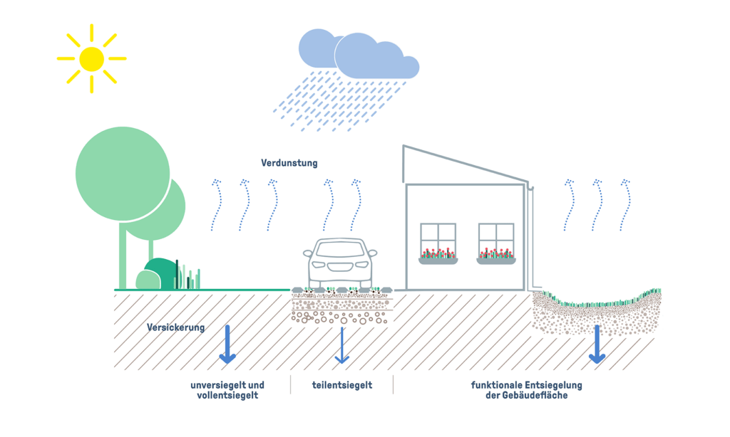 Verschiedene Möglichkeiten der Entsiegelung - Schaubild