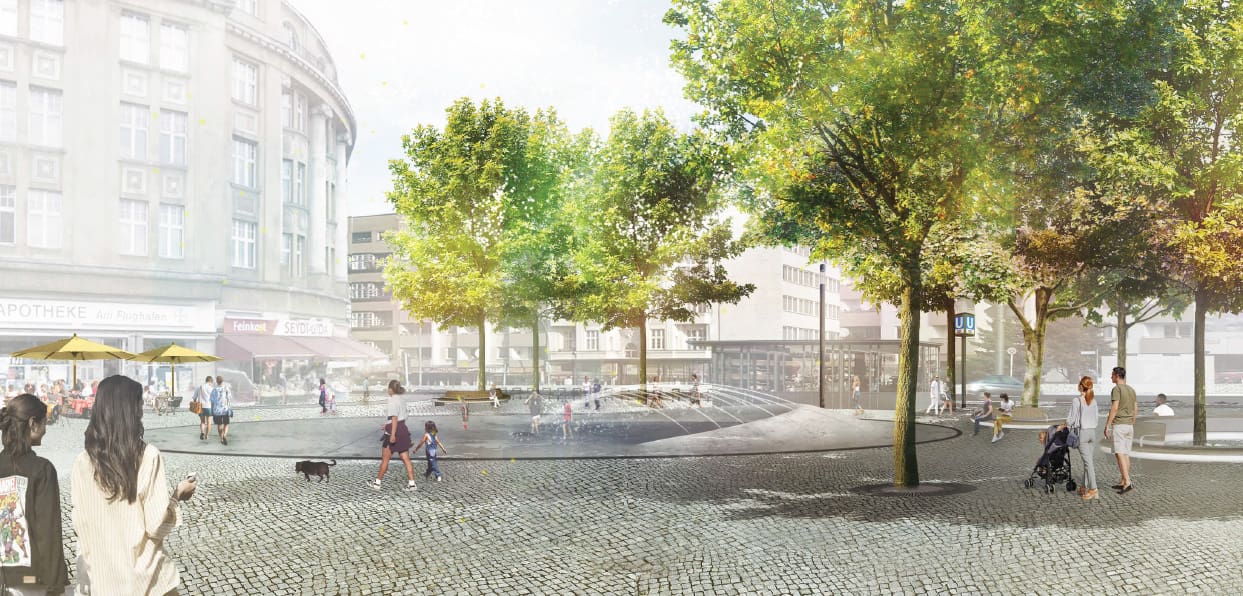 Grün Berlin baut den Platz der Luftbrücke um. Hierbei sollen verschiedene 