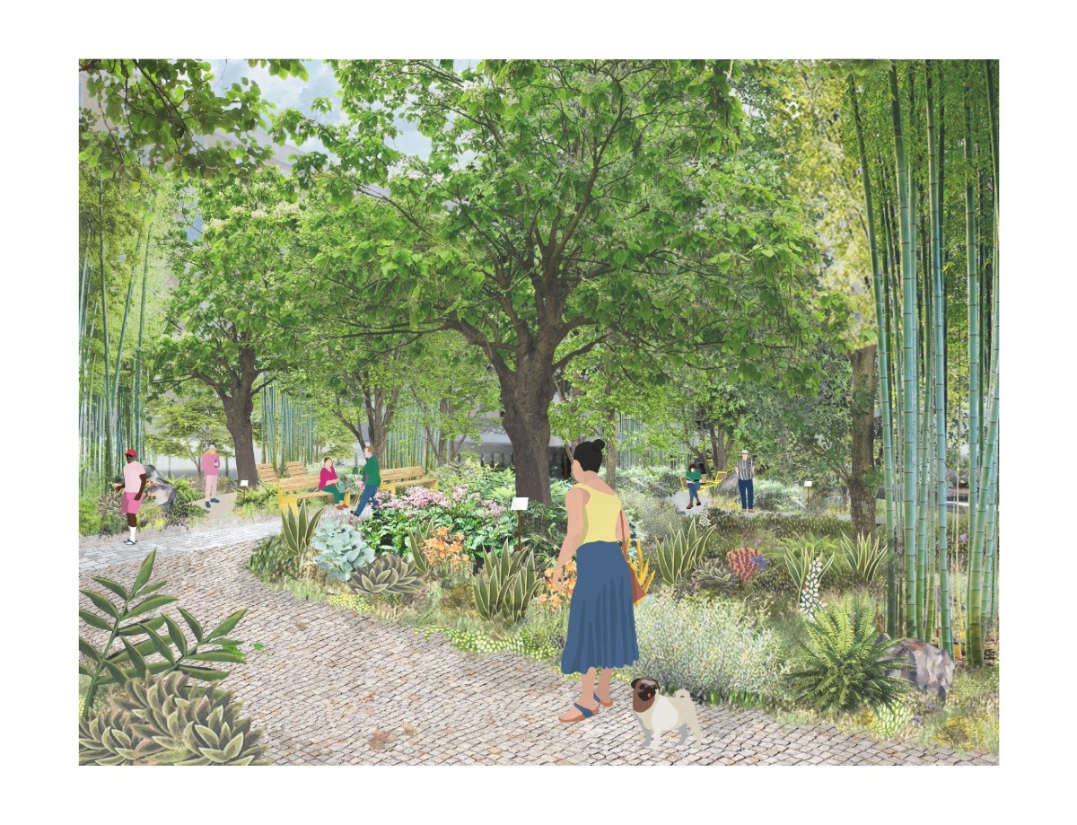 Perspektive Innenhof 'urbaner Wald'