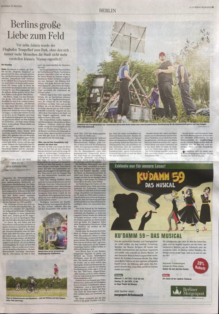 Artikel in der Berliner Morgenpost zum Garten und dem Regenwasserprojekt