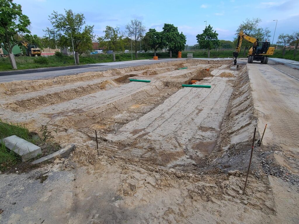 Baustelle Versuchsanlage für Verdunstungsbeete