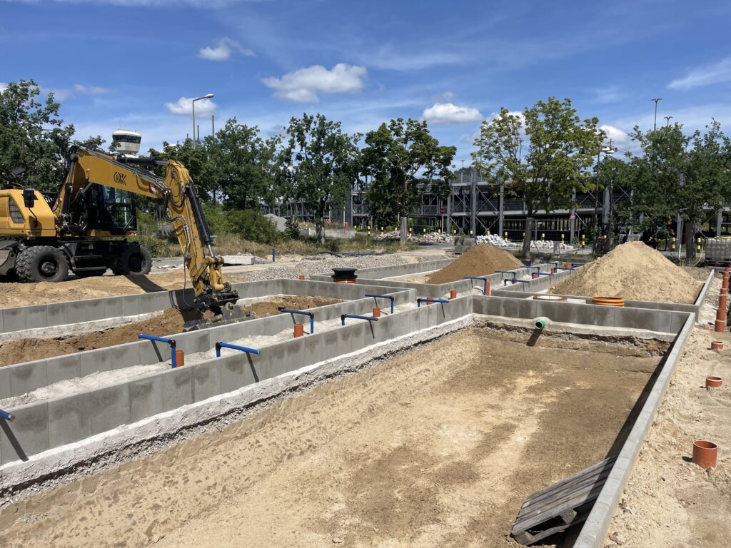 Baustelle Versuchsanlage für Verdunstungsbeete