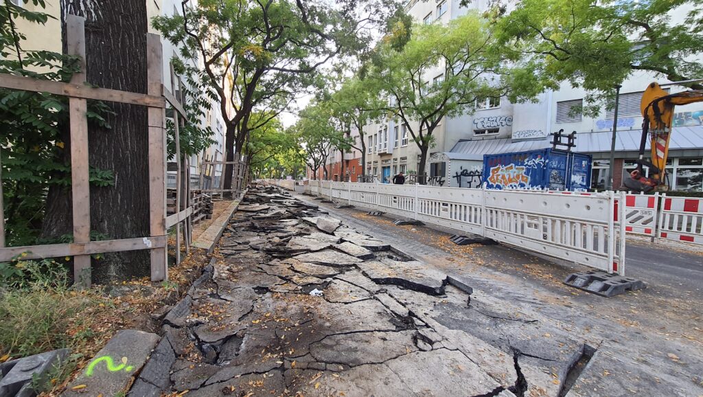 Straße dessen Asphalt aufgerissen wurde